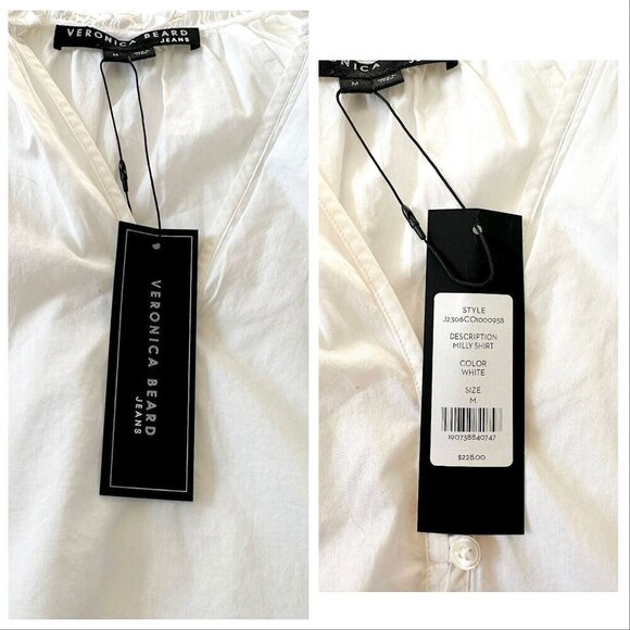 Veronica Beard White Milly Shirt, Size M, New with tag - Picture 5 of 14